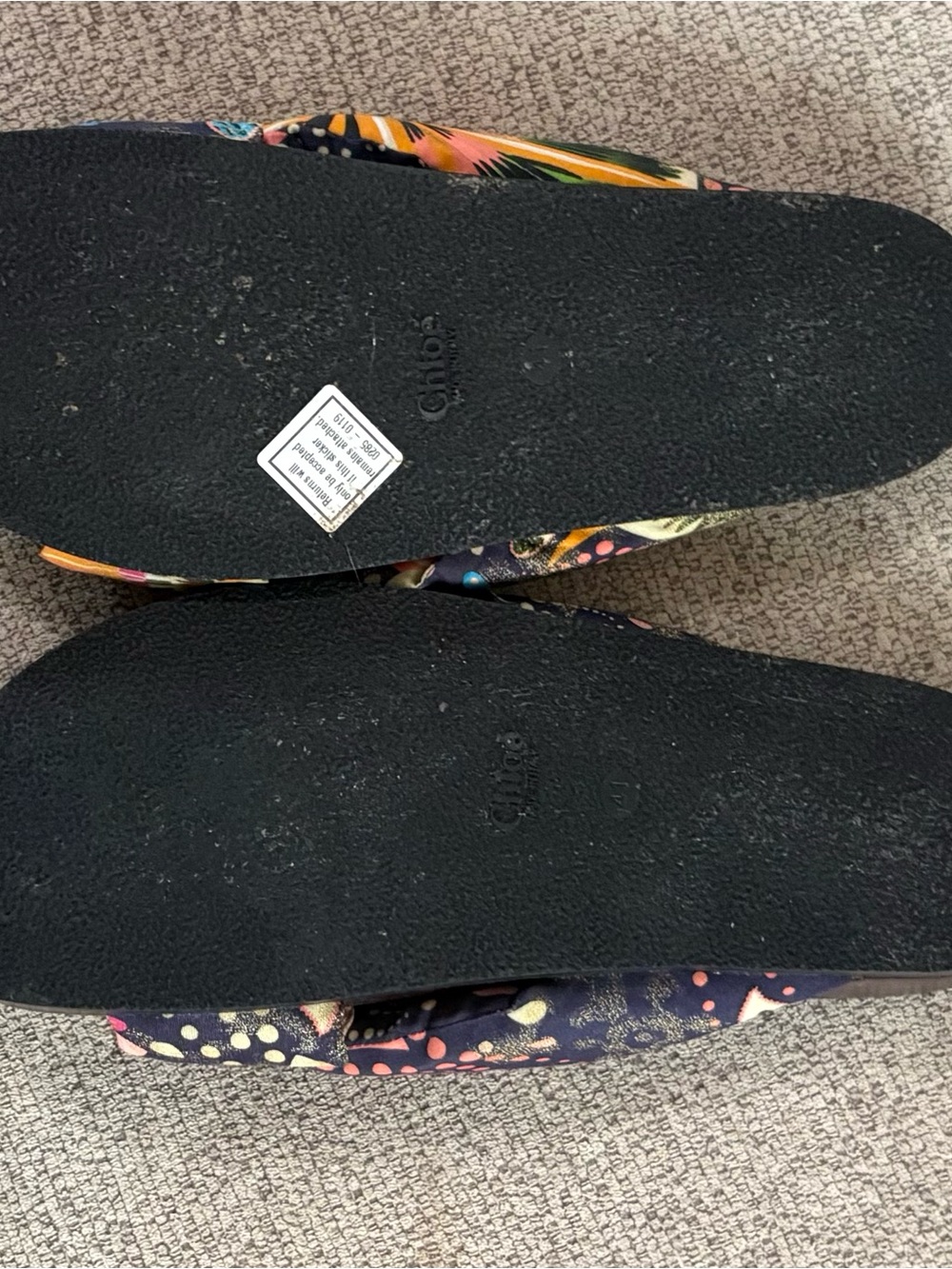Chloe Black Slides with Multicolor Floral Knotted Straps - Picture 8 of 12